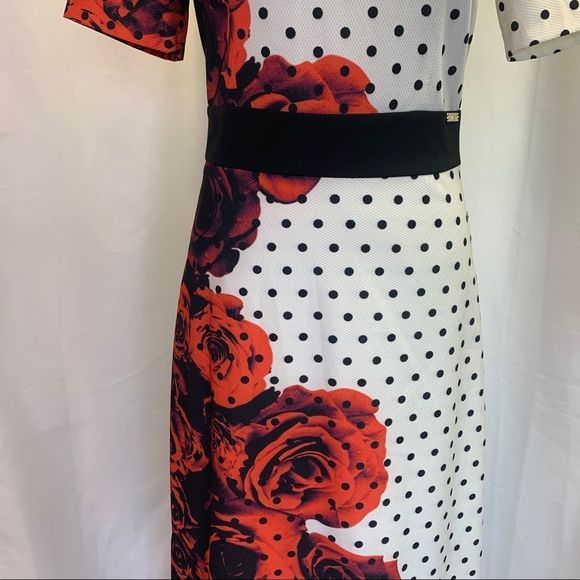 Copcapy Red white polkadot rose floral short sleeve maxi dress Sz 38 NWOT - Picture 4 of 14